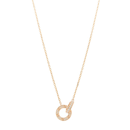 Cartier 18K Pink Gold Diamond Interlocking LOVE Paved Necklace 1 of 6