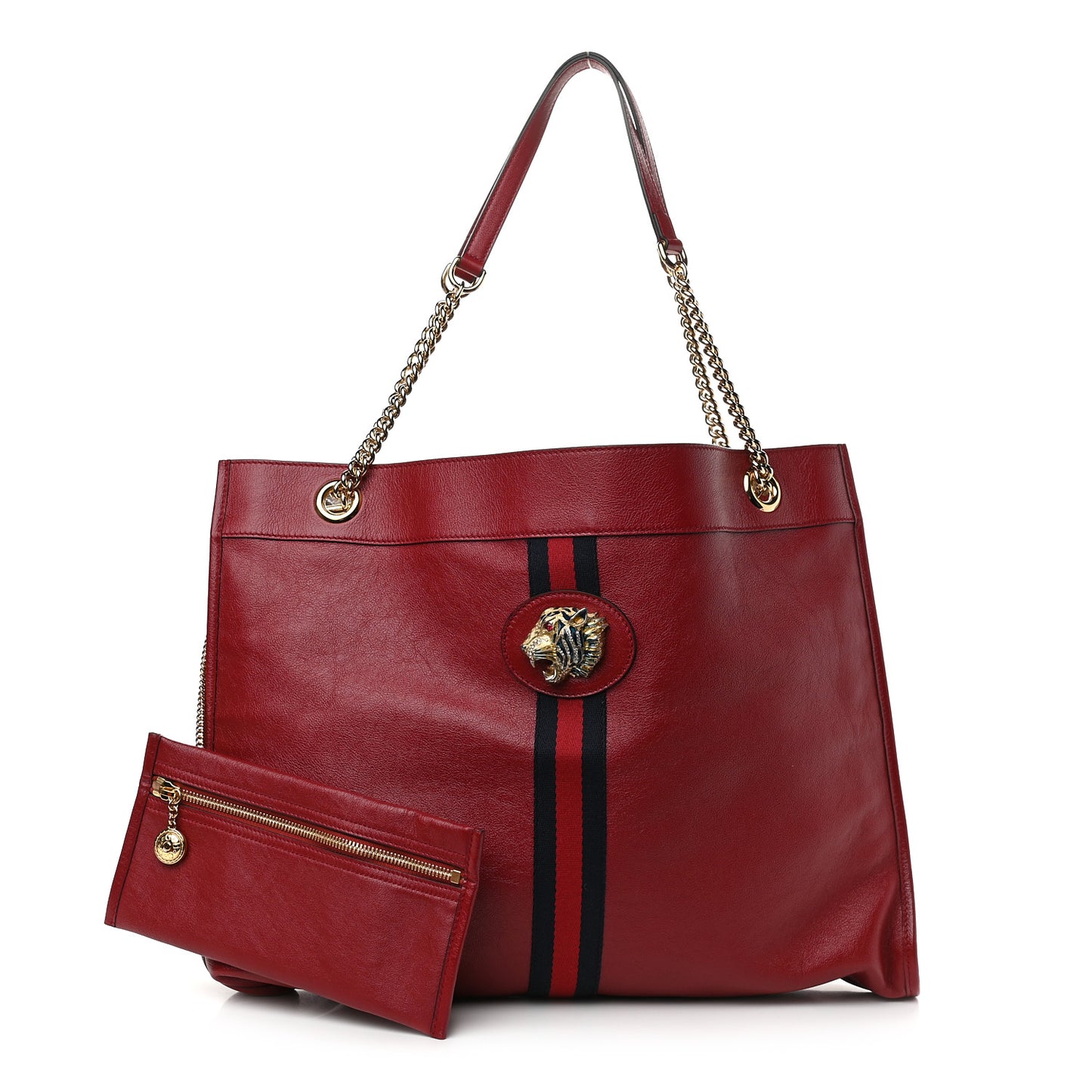 Calfskin Large Rajah Chain Tote Romantic Cherry