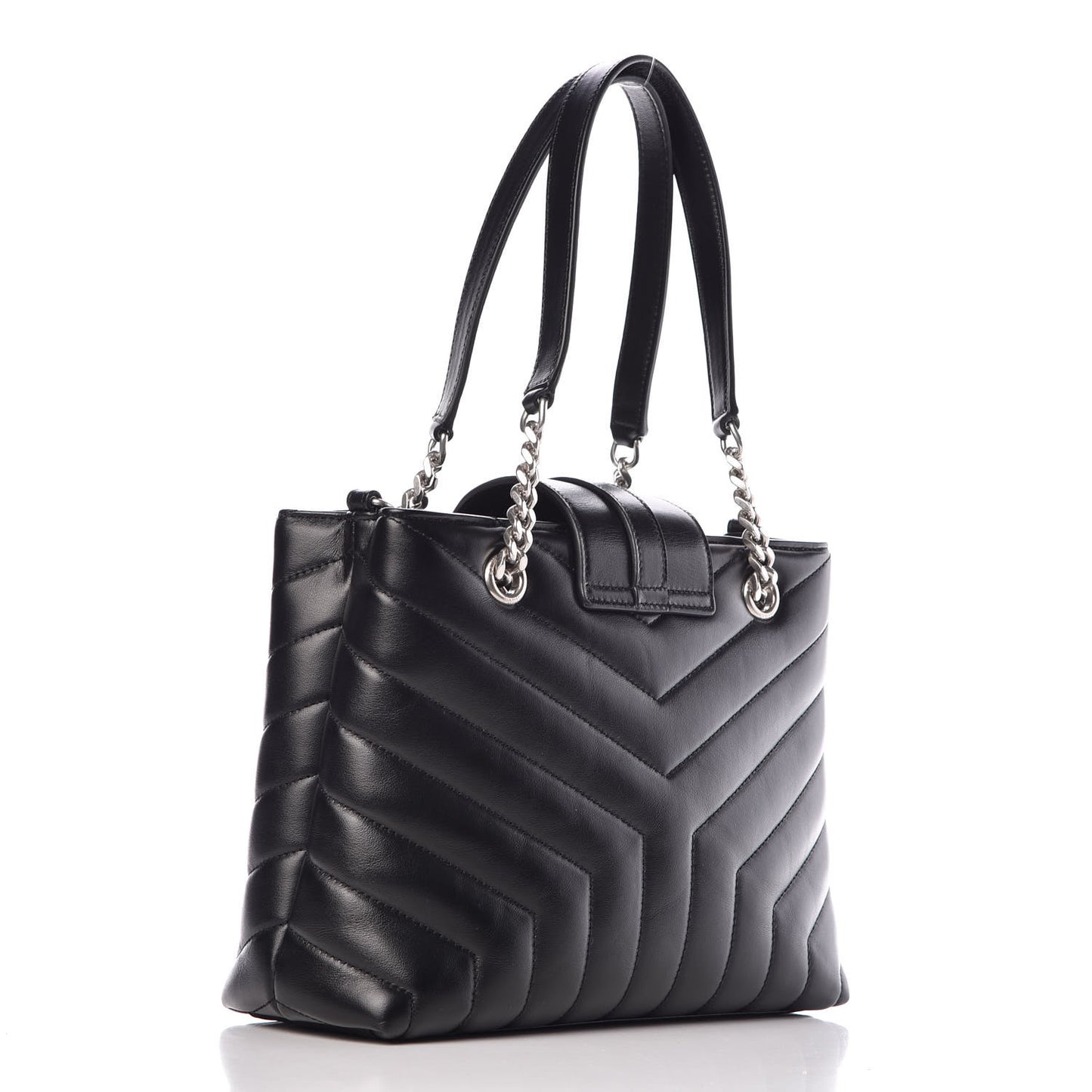 Calfskin Y Quilted Monogram Small Loulou Shopper Black