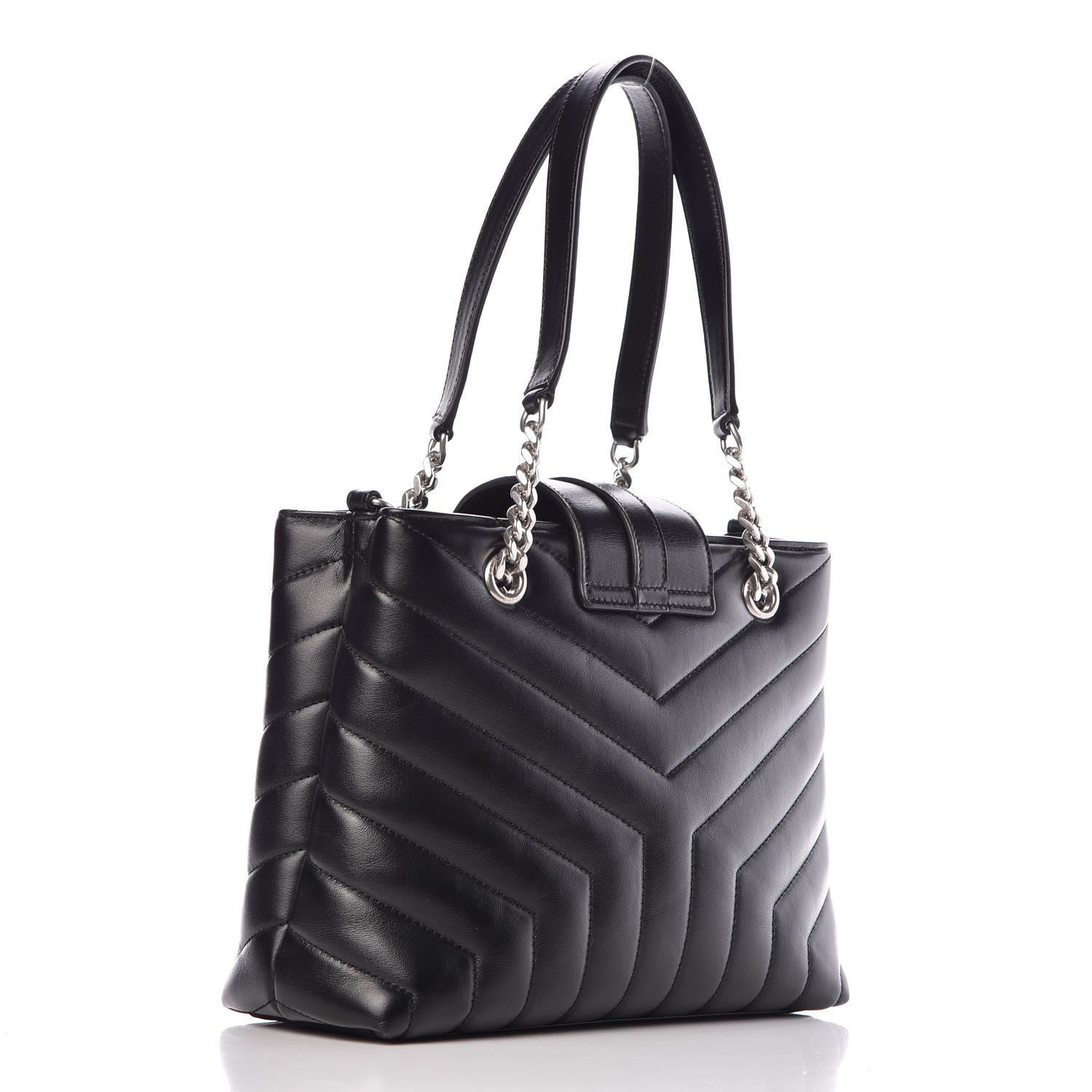 Saint Laurent Calfskin Y Quilted Monogram Small Loulou Shopper Black 3 of 11