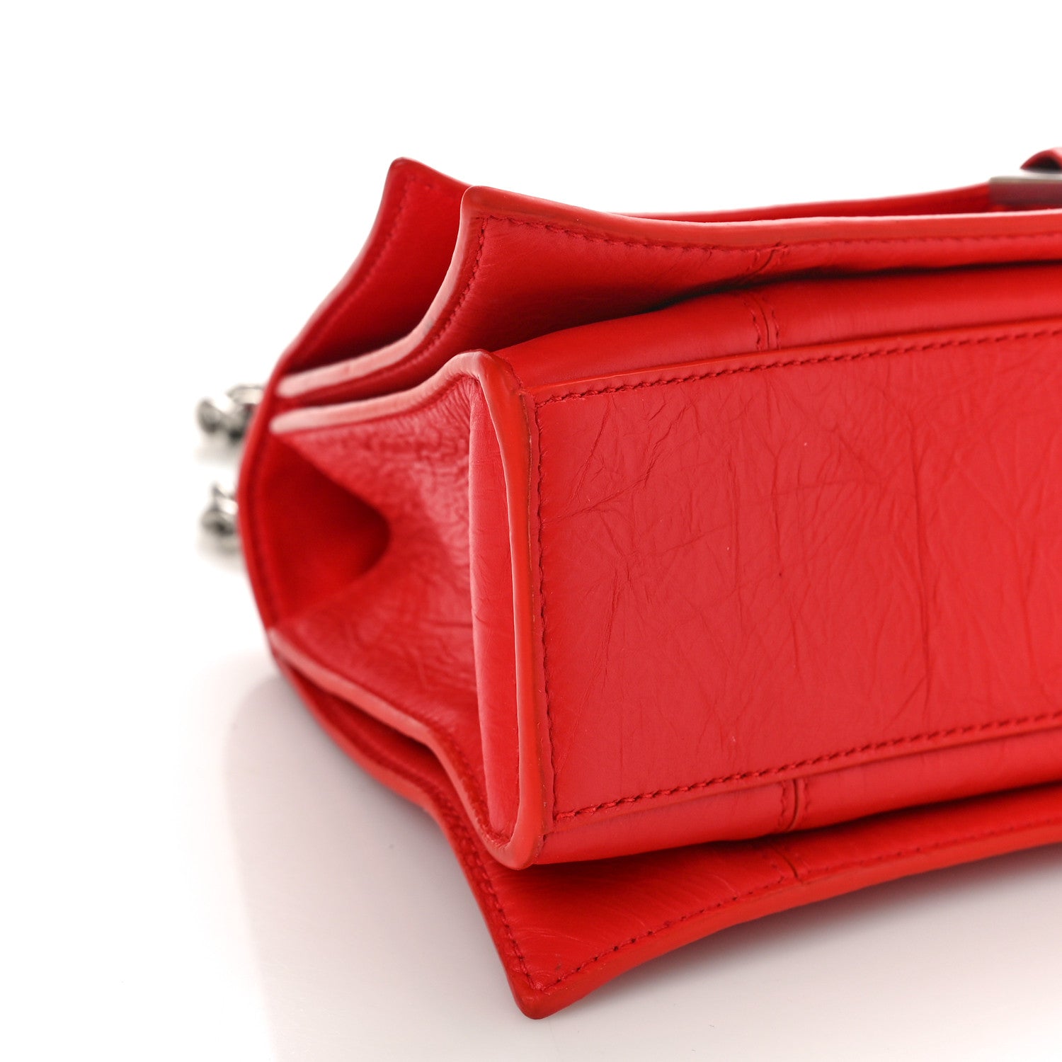 Balenciaga Arena Calfskin Small Crush Chain Bag Tomato Red 9 of 10