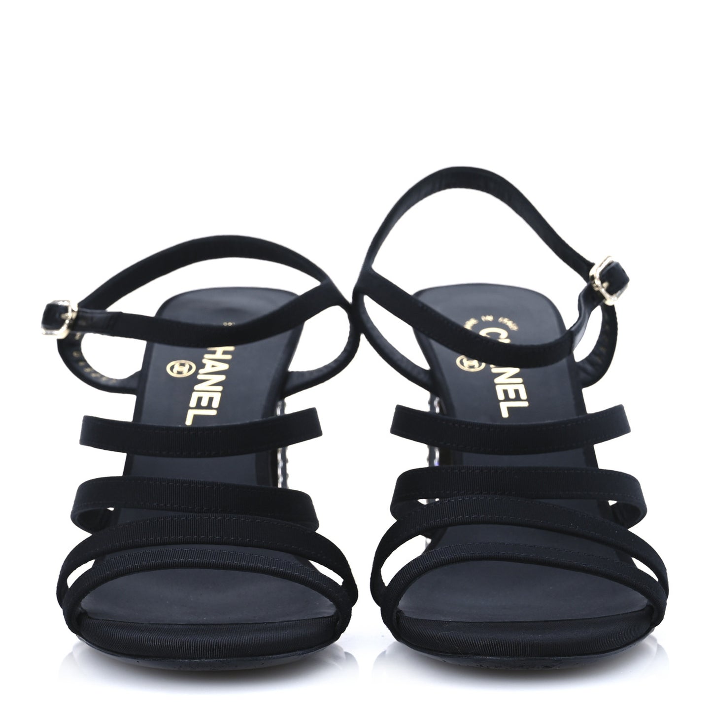 Grosgrain Crystal CC Sandals 40 Black