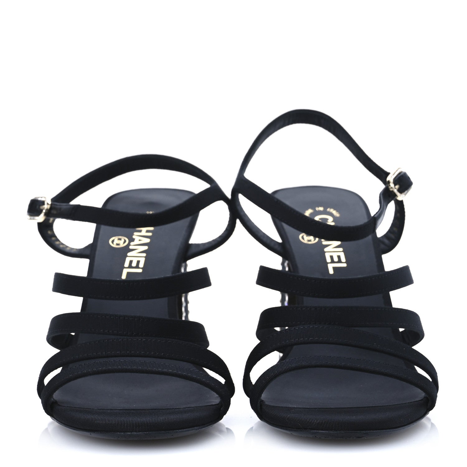 Chanel Grosgrain Crystal CC Sandals 40 Black 3 of 10