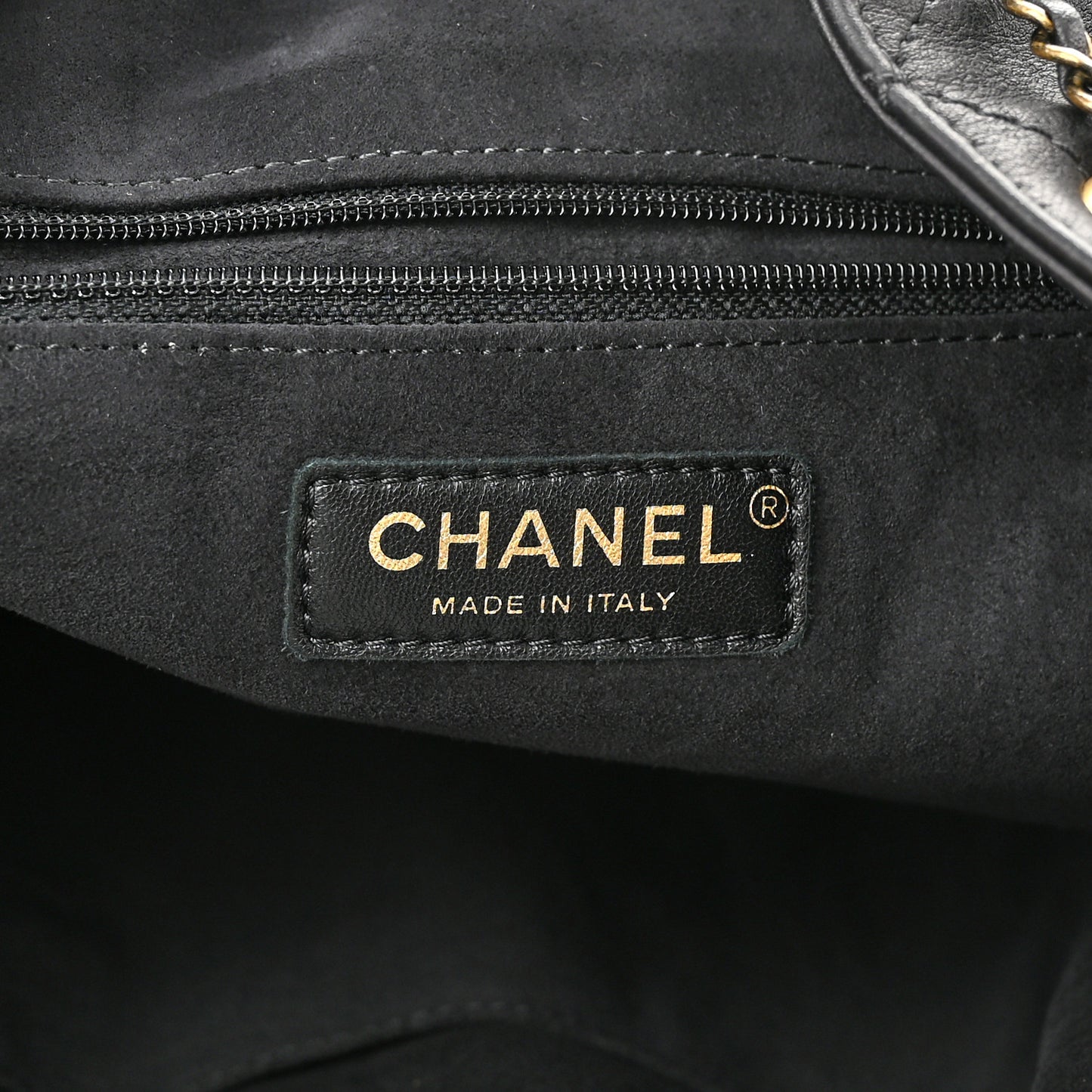 Calfskin Stitched Small Paris Rome Drawstring CC Bag Black