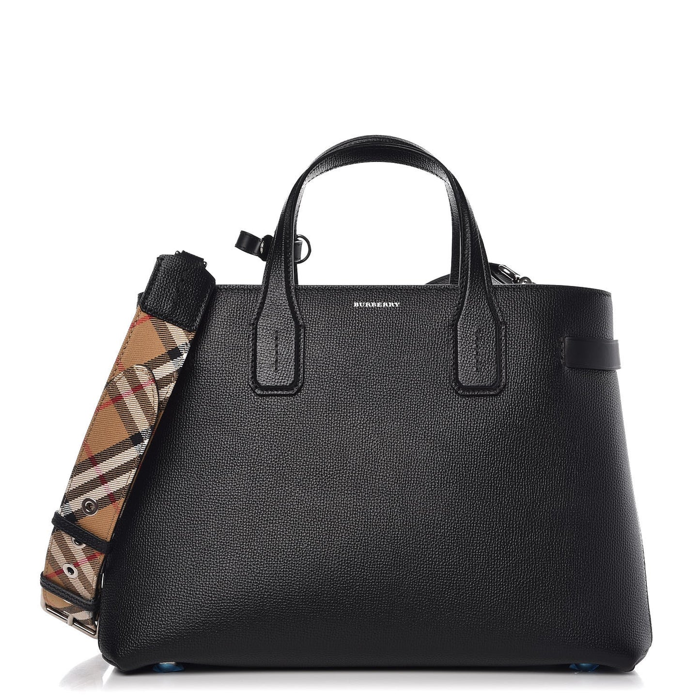 Derby Calfskin House Check Medium Banner Tote Black