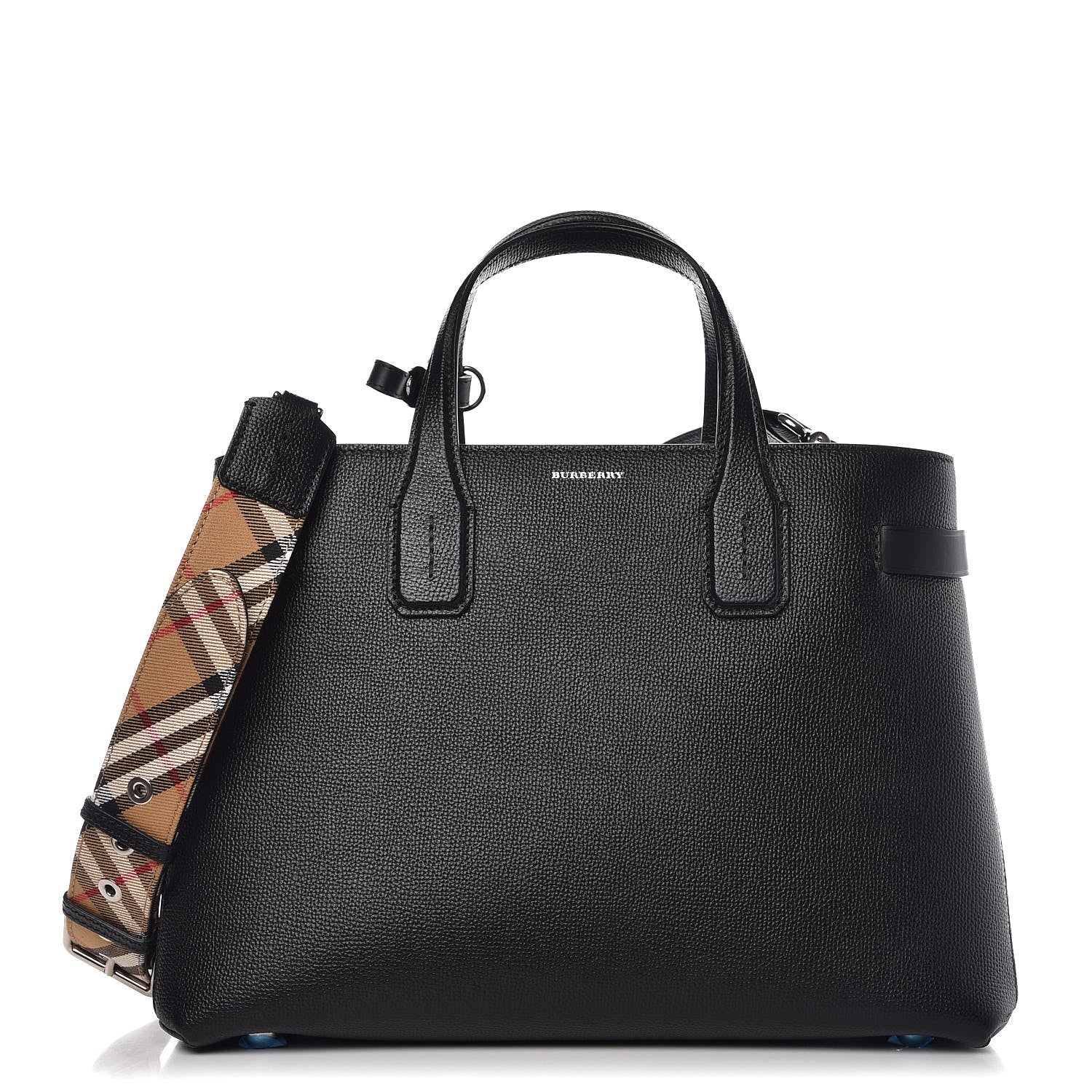 Burberry Derby Calfskin House Check Medium Banner Tote Black 1 of 11