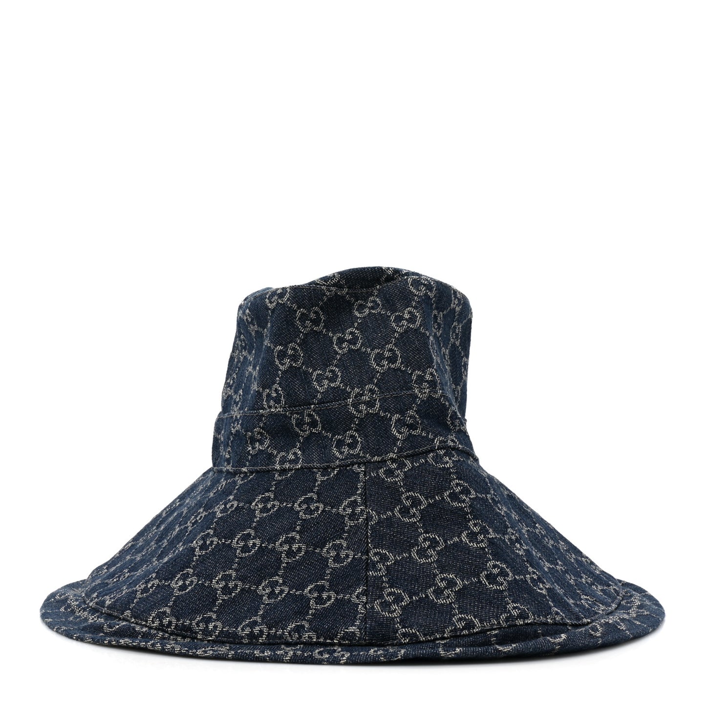 Eco Washed Denim GG Monogram Brim Hat M Blue