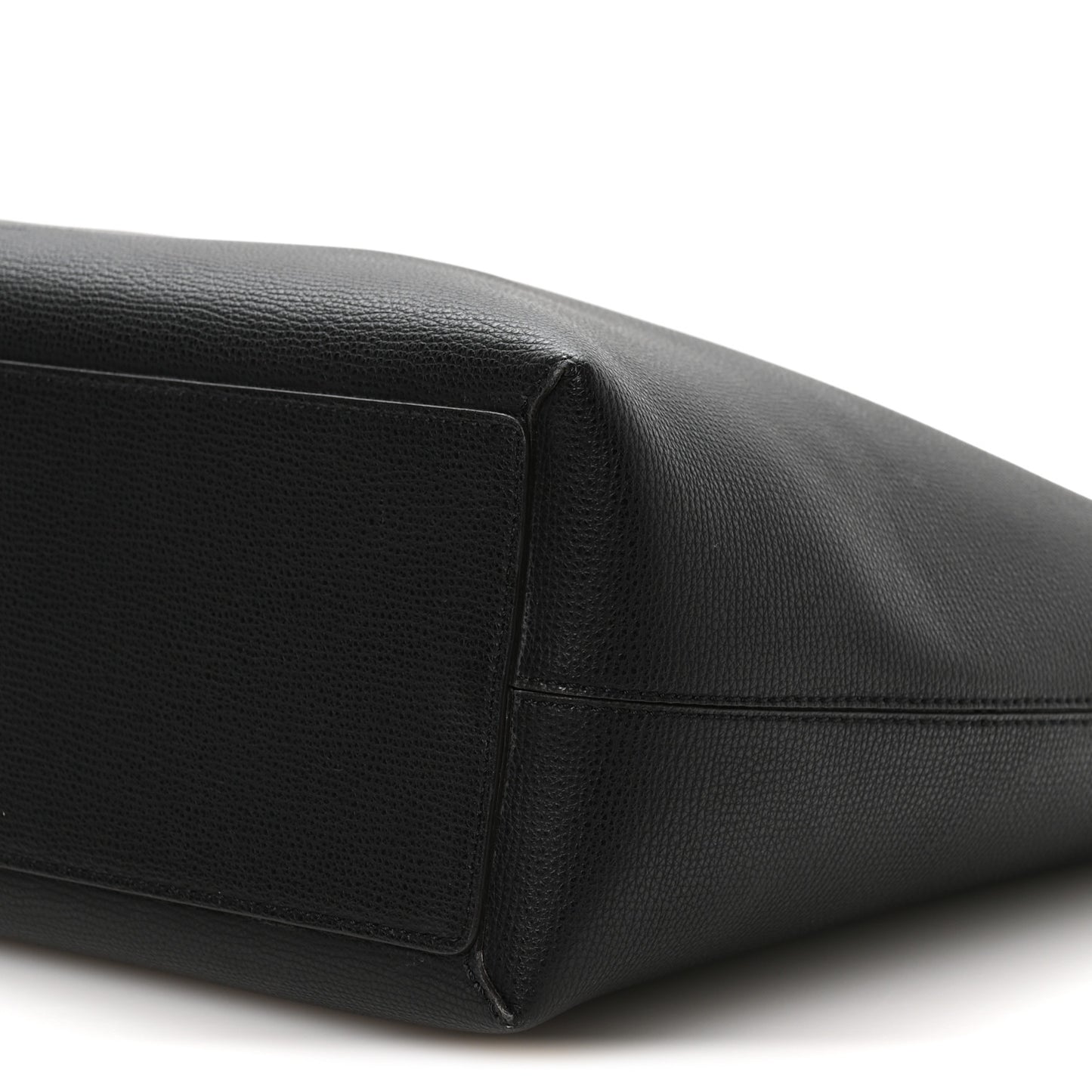 Grainy Calfskin Haymarket Check Medium Reversible Tote Black