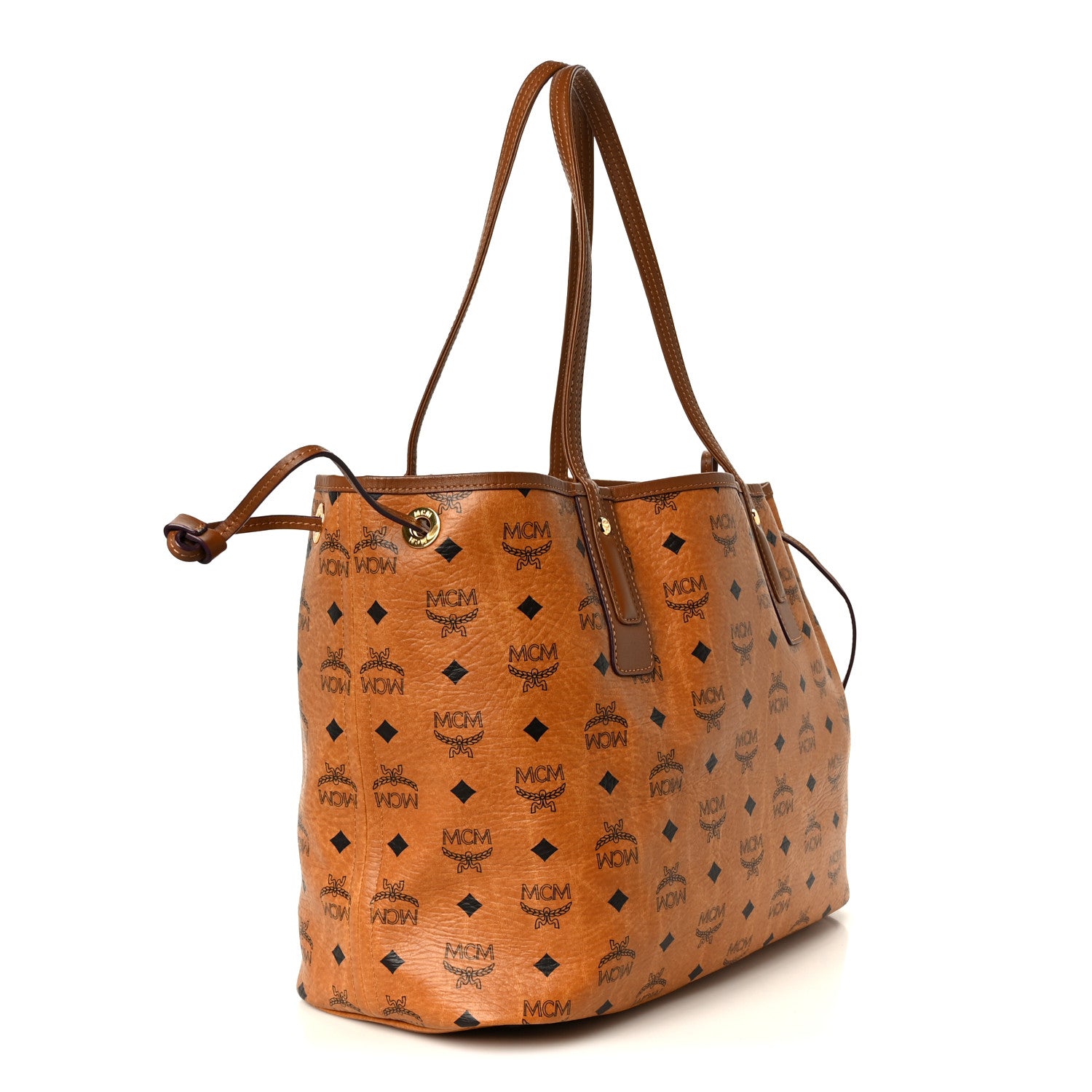 MCM Visetos Medium Liz Reversible Shopper Tote Cognac 4 of 17