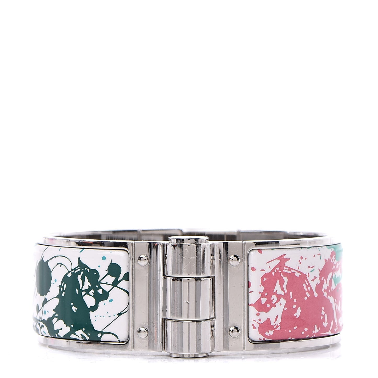 Enamel Printed Wide Cheval Surprise Hinged Bracelet S Baroque