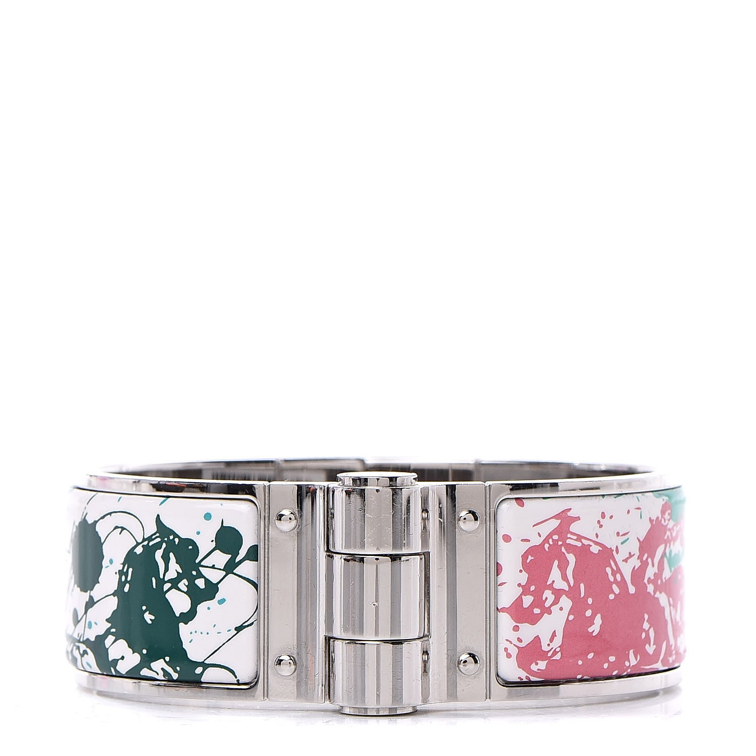 Hermes Enamel Printed Wide Cheval Surprise Hinged Bracelet S Baroque 1 of 7