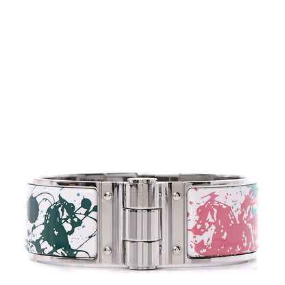 Hermes Enamel Printed Wide Cheval Surprise Hinged Bracelet S Baroque 1 of 7