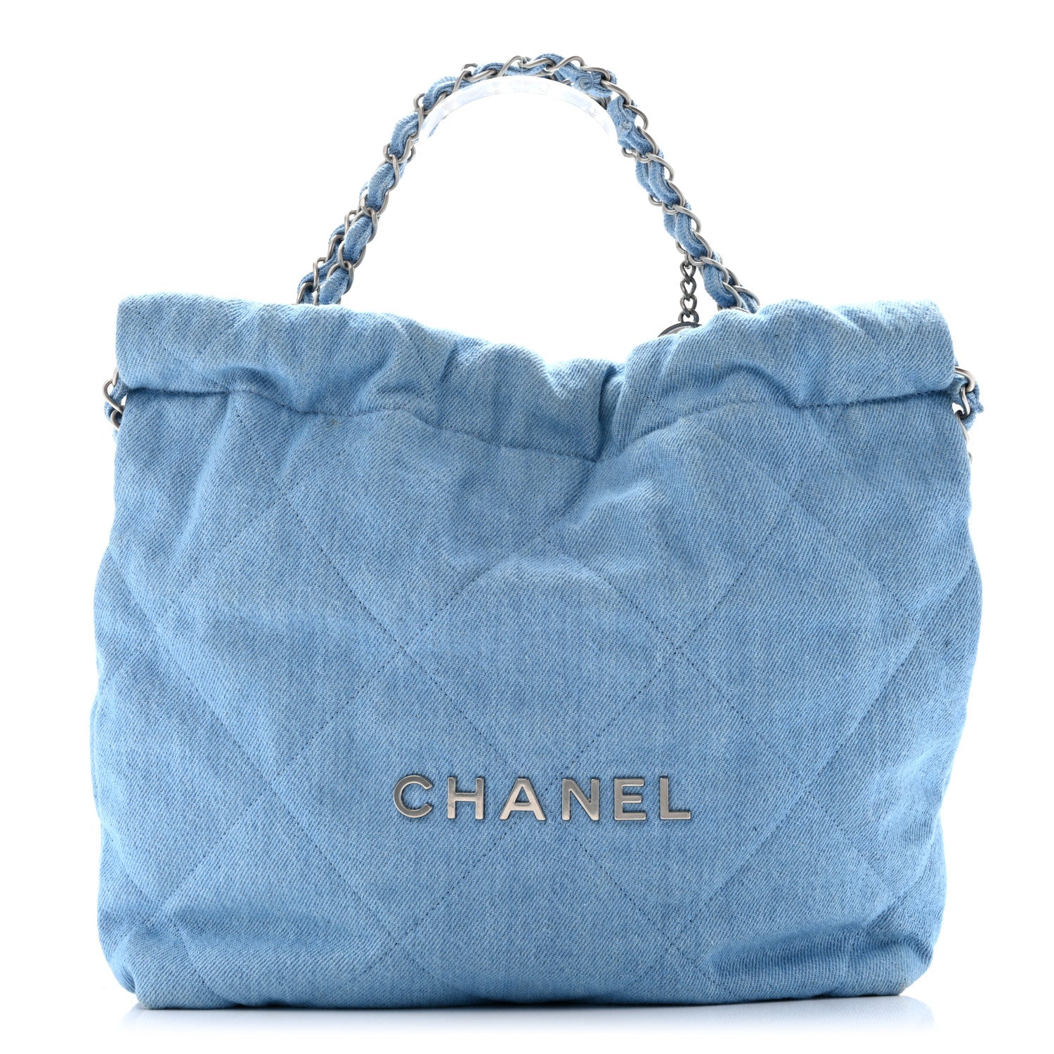 CHANEL 22 スモール　デニム Chanel Denim Quilted Small Chanel 22 Light Blue 1857380 – FASHIONPHILE