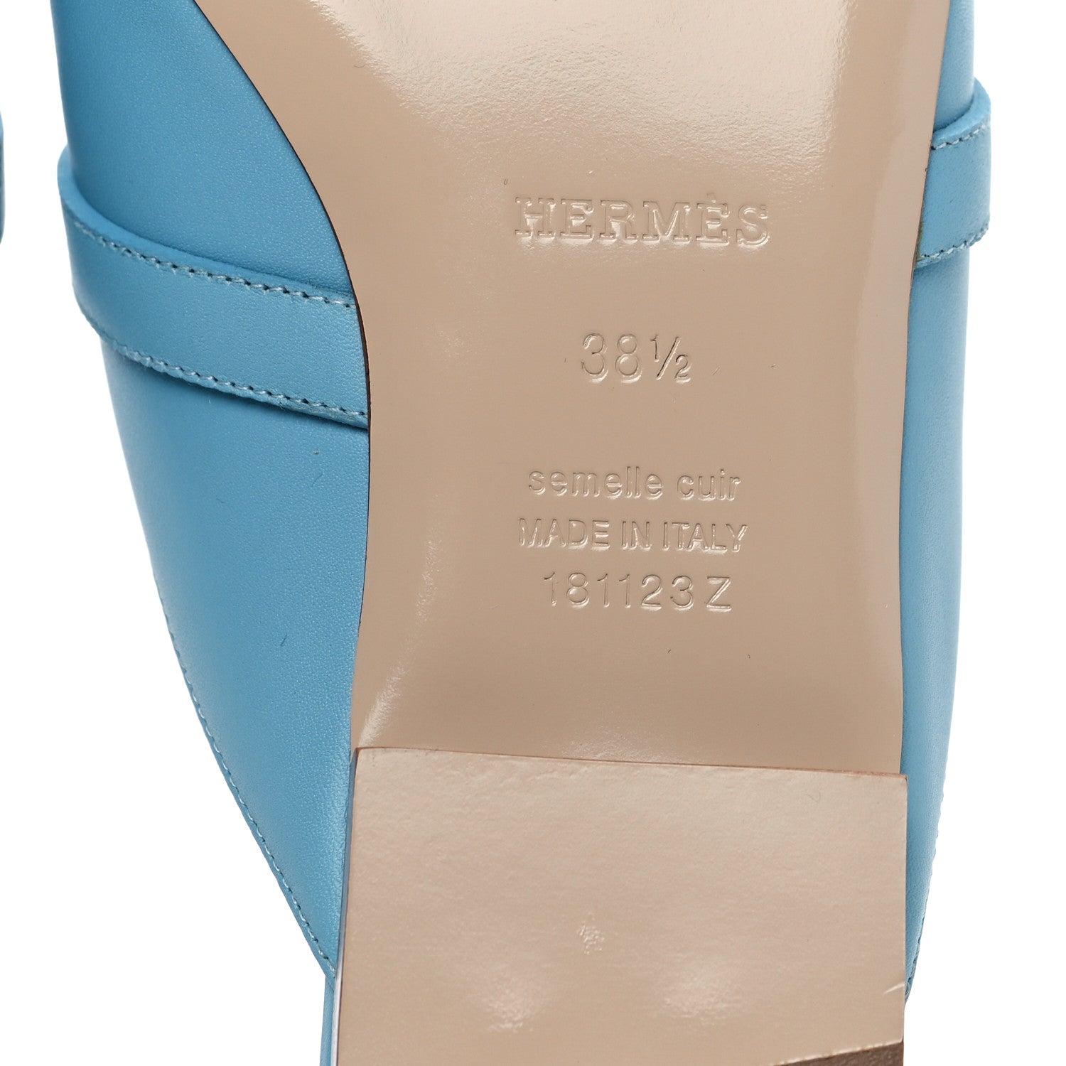 Hermes Calfskin Oz Mules 38.5 Ciel 6 of 7
