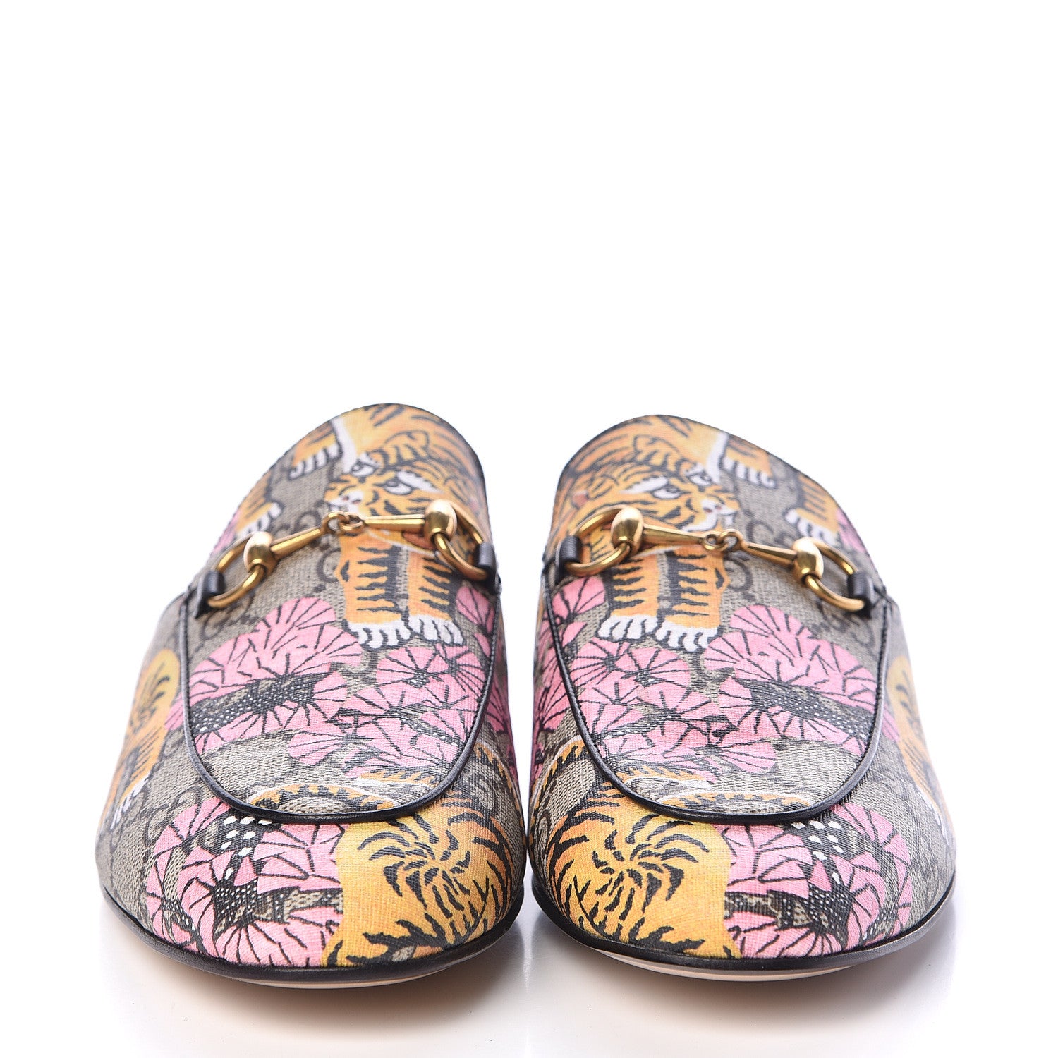 Gucci GG Supreme Monogram Bengal Womens Princetown Slippers 39.5 Beige Crop Pink 2 of 10