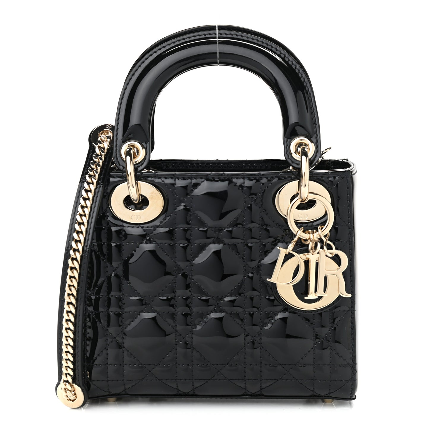 Patent Cannage Mini Lady Dior Black