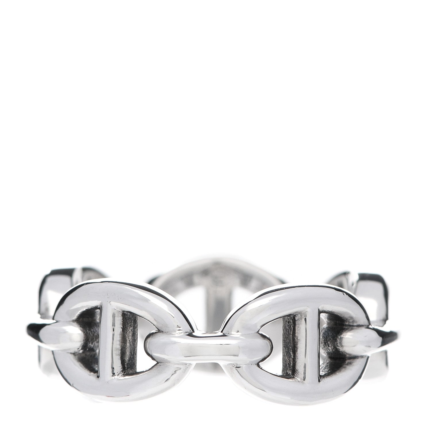 Hermes Sterling Silver PM Chaine d'Ancre Enchainee Band Ring 49 5 1 of 6