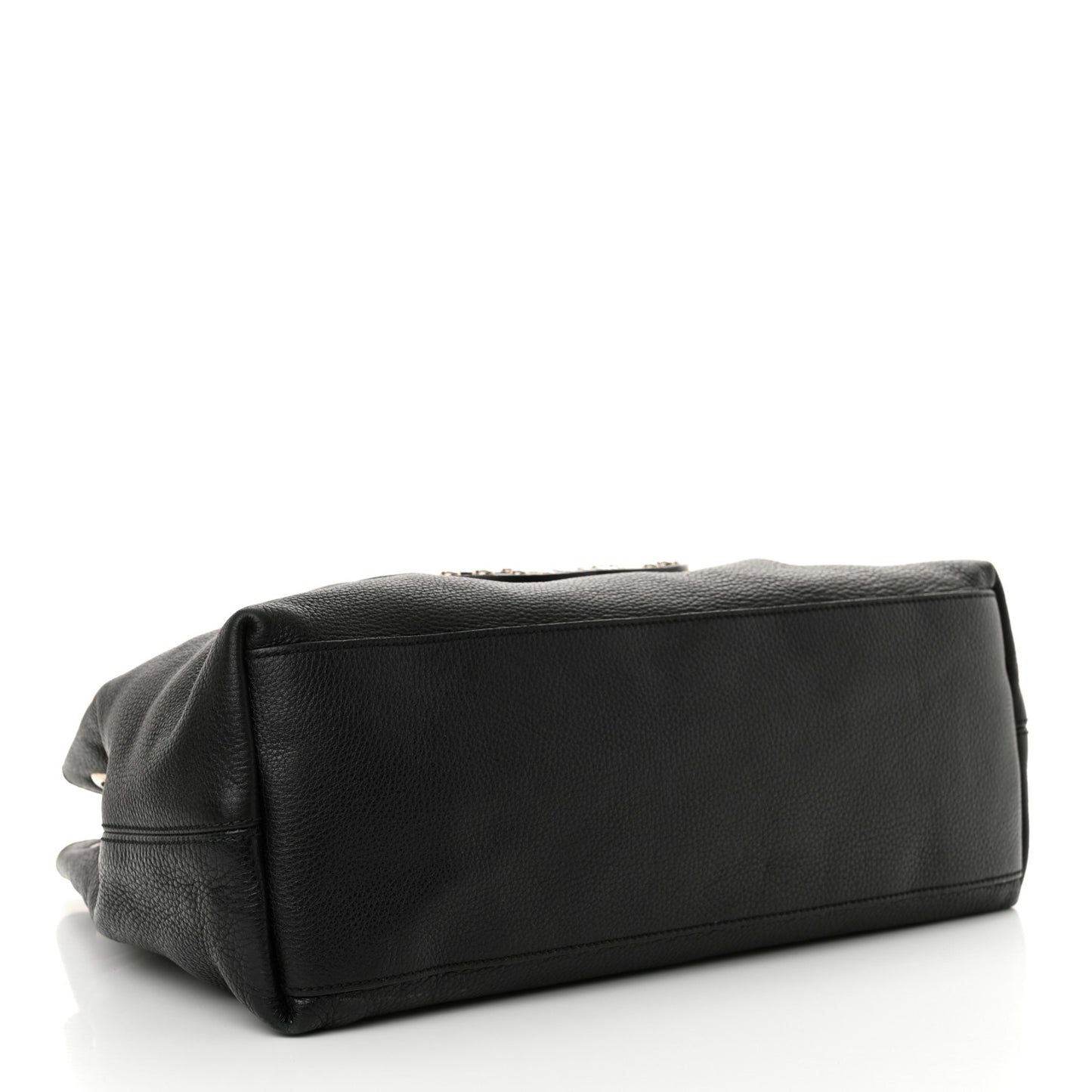 Pebbled Calfskin Studded Medium Soho Chain Shoulder Bag Black