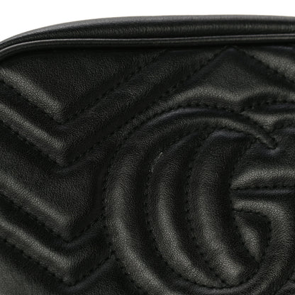 Gucci Calfskin Matelasse Mini GG Marmont Chain Shoulder Bag Black 16 of 17