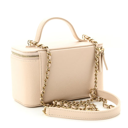 Chanel Caviar Quilted Top Handle Pocket Vanity Case Beige 3 of 12