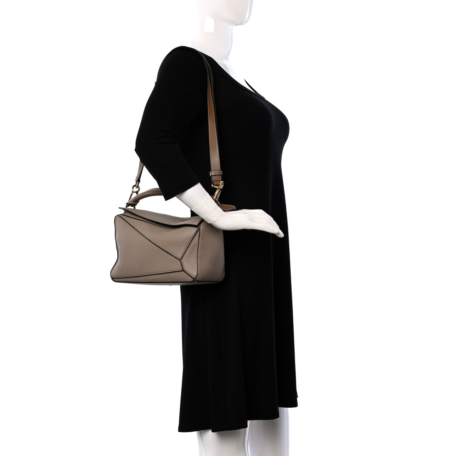 Loewe Grained Calfskin Small Puzzle Bag Sand Mink 2 of 8
