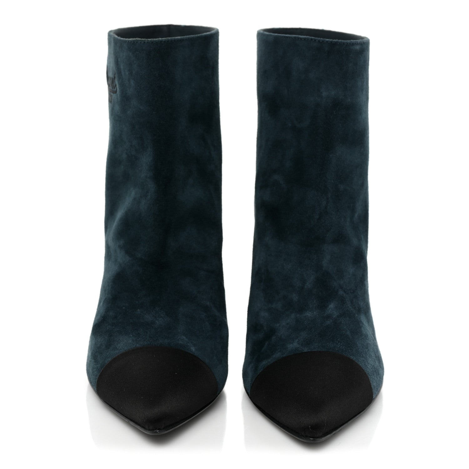 Chanel Suede Calfskin Satin Gabrielle Cap Toe Short Boots 38 Blue Black 2 of 9