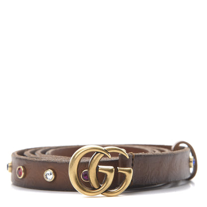 Gucci Faded Calfskin Crystal Studded Double G 20mm Belt 100 40 Cuir 1 of 6