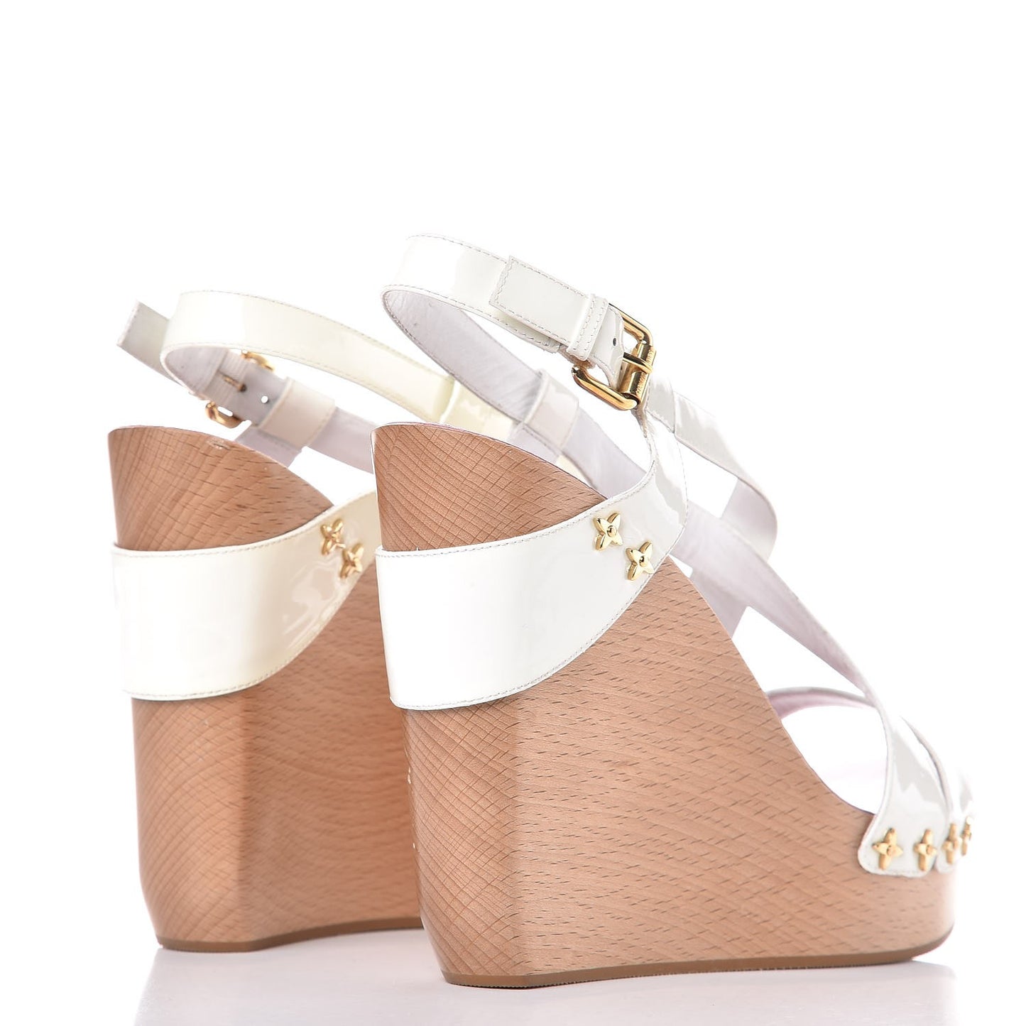 Patent Pomegranate Wedge Sandals 39.5 White