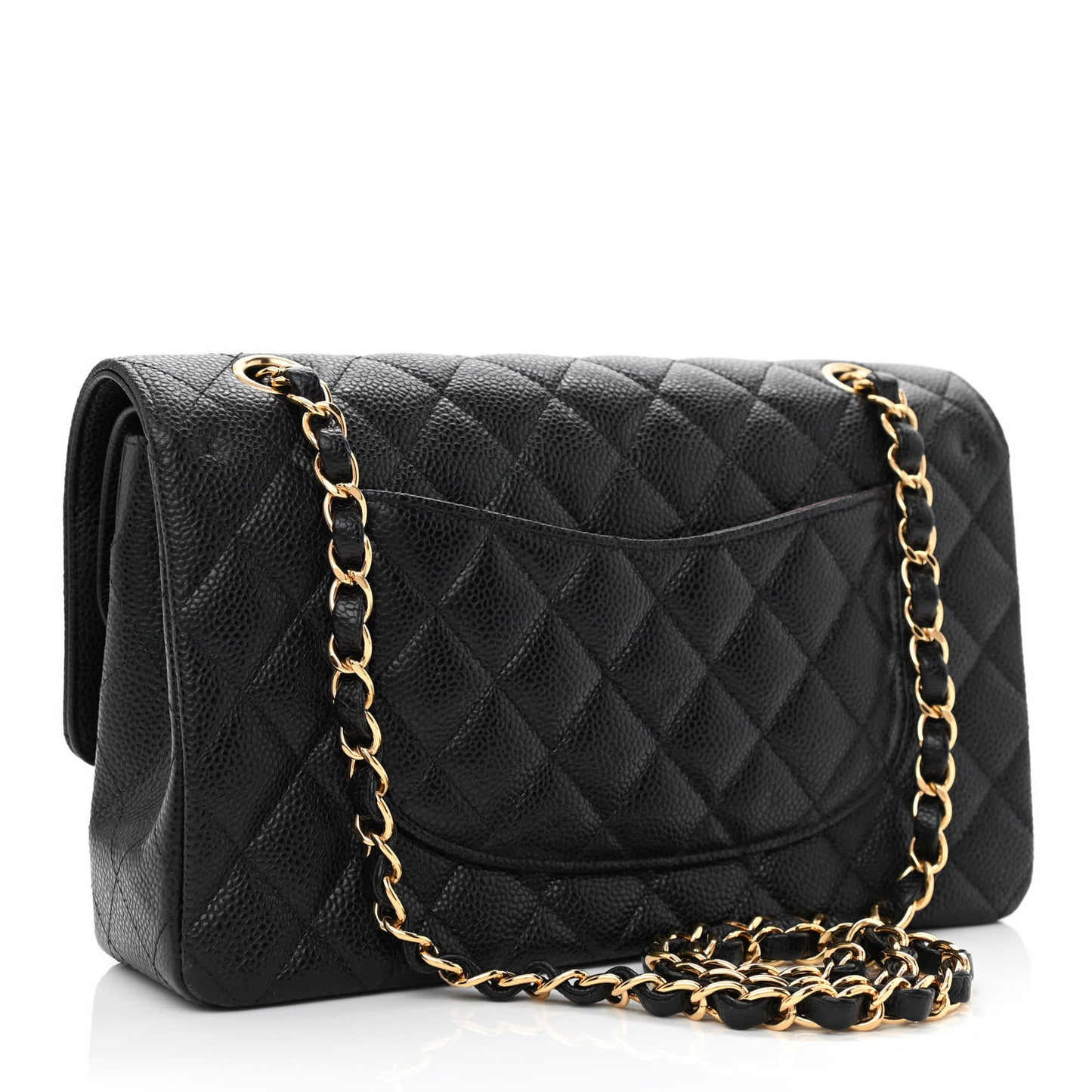 Caviar Quilted Medium Double Flap Black