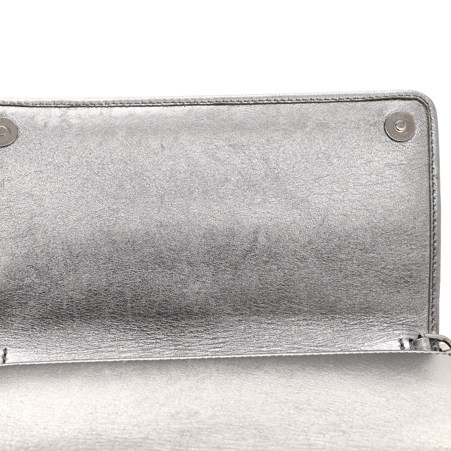 Prada Metallic Nappa Impunture Diagramme Chain Wallet Cromo 10 of 13