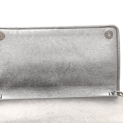 Prada Metallic Nappa Impunture Diagramme Chain Wallet Cromo 10 of 13