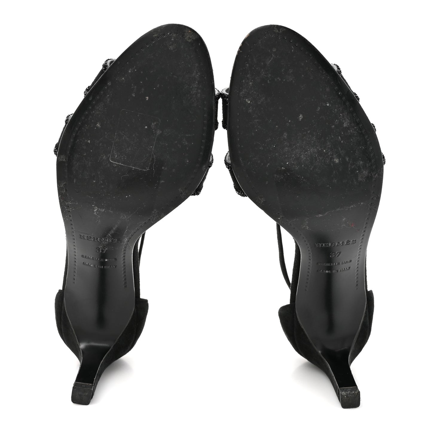 Suede Goatskin Crystal Premiere 70 Sandals 37 Black