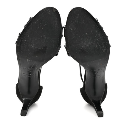 Hermes Suede Goatskin Crystal Premiere 70 Sandals 37 Black 6 of 9