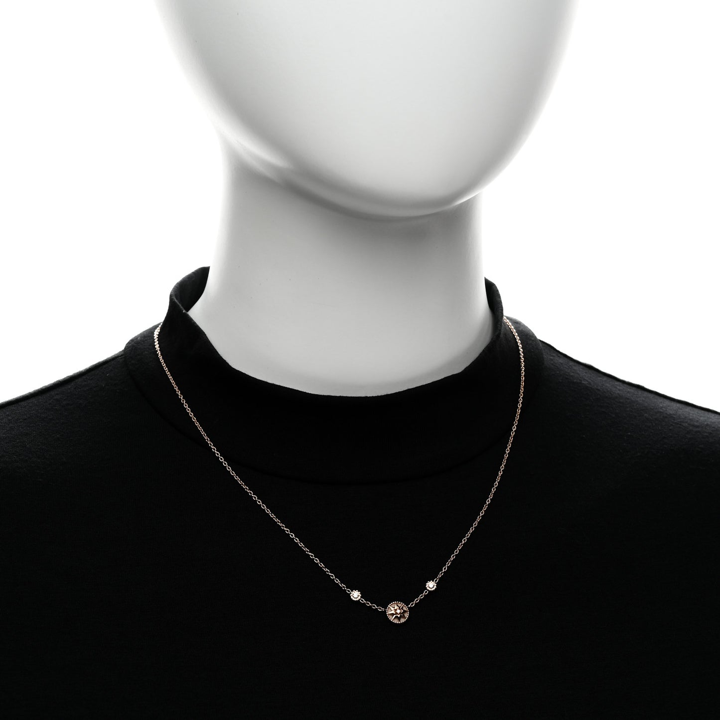 18K Rose Gold Diamond Pink Opal Rose Des Vents Station Necklace