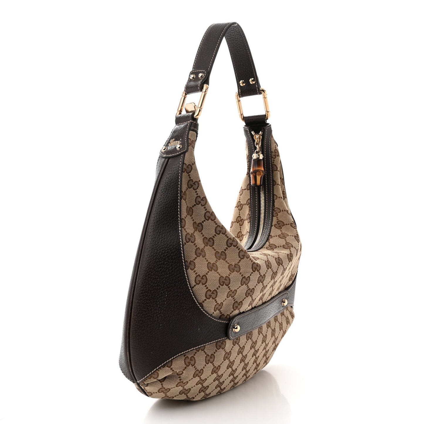 Monogram Bamboo Horsebit Hobo Dark Brown