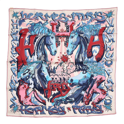 Hermes Silk H Comme Scarf 70 Rose Bleu Creme 1 of 5