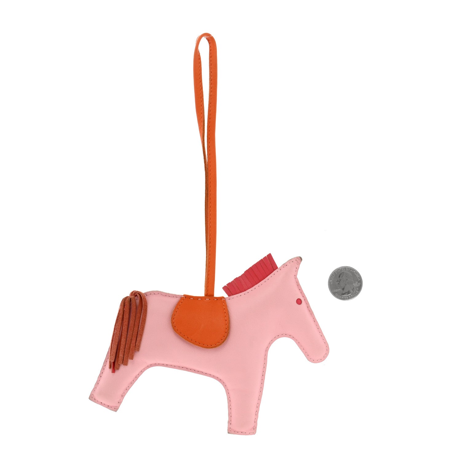 Hermes Milo Lambskin Grigri Rodeo Horse Bag Charm GM Rose Sakura Bougainvillea Orange 2 of 5