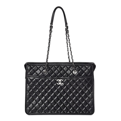 Chanel Glazed Calfskin Quilted Large Shopping Tote Black 1 of 10