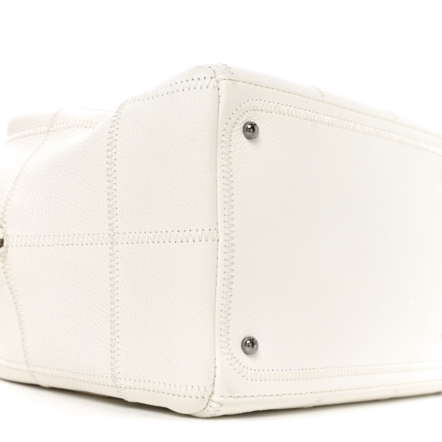 Chanel Caviar Square Stitched Bowler White 9 of 10