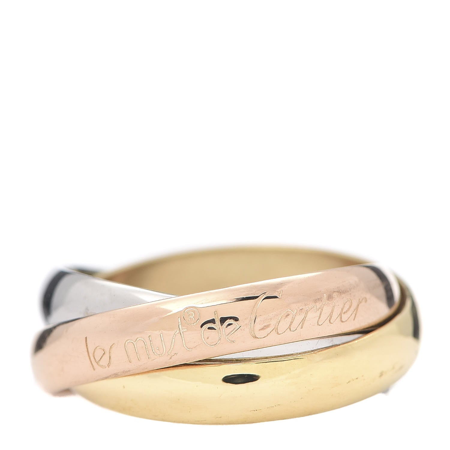 Cartier 18K Pink Yellow White Gold Classic Les Must De Trinity Ring 50 5.25 1 of 4