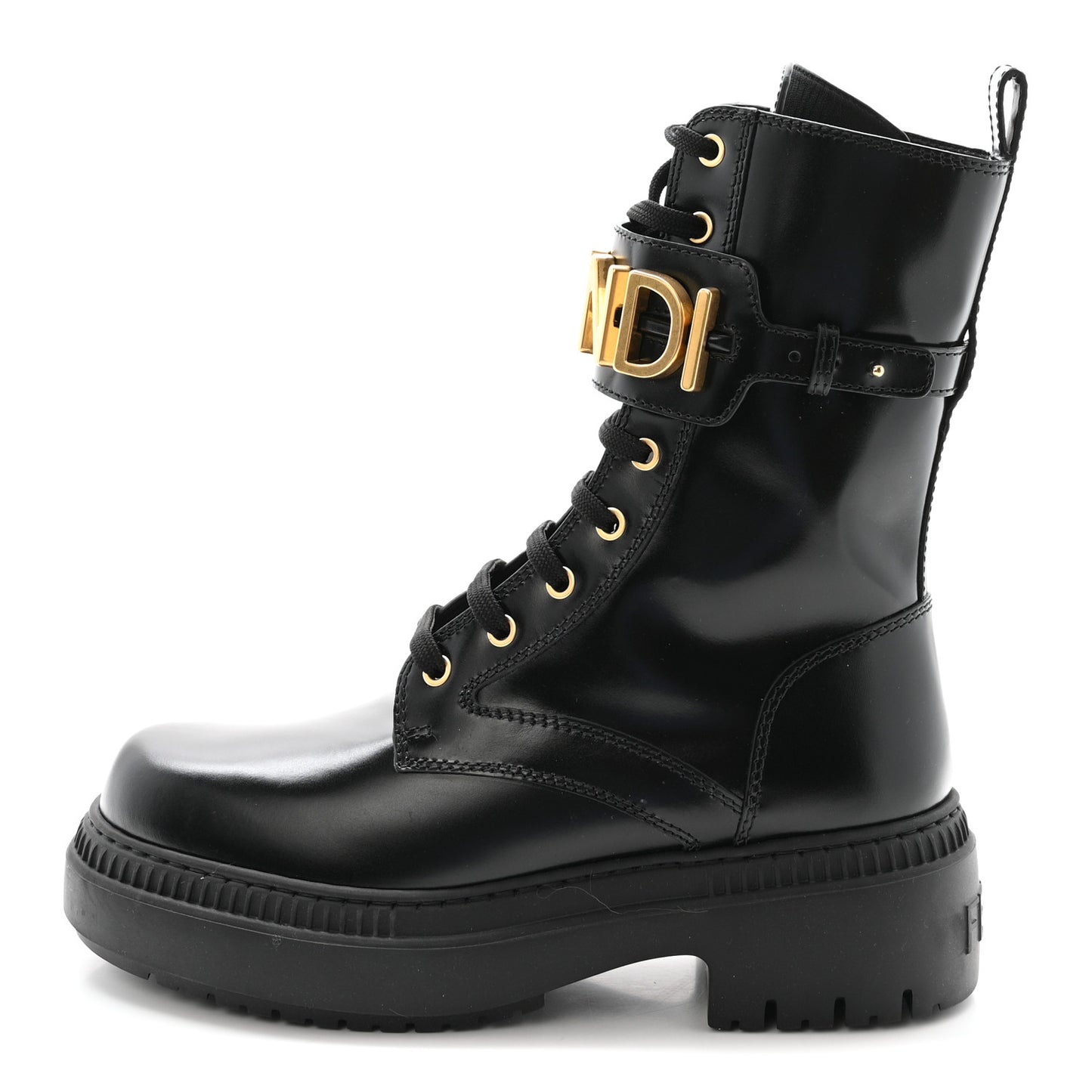 Vitello Abrasivato Fendigraphy 50mm Biker Boots 38.5 Black