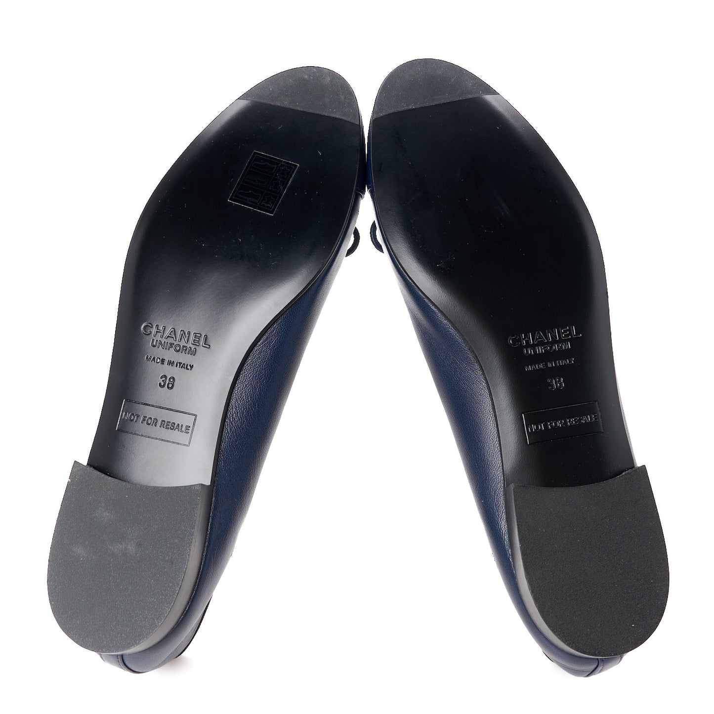 Lambskin CC Cap Toe Ballerina Flats 38 Navy