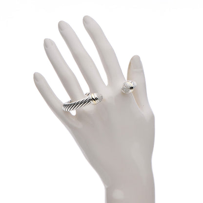 David Yurman Sterling Silver 18K Yellow Gold Diamond Pave 7mm Cable Classics Bracelet 2 of 4