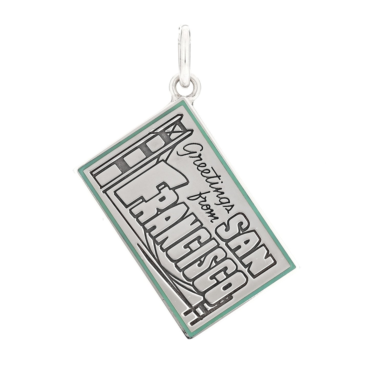 Sterling Silver Enamel San Francisco Postcard Charm Blue