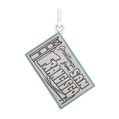 Tiffany Sterling Silver Enamel San Francisco Postcard Charm Blue 1 of 4