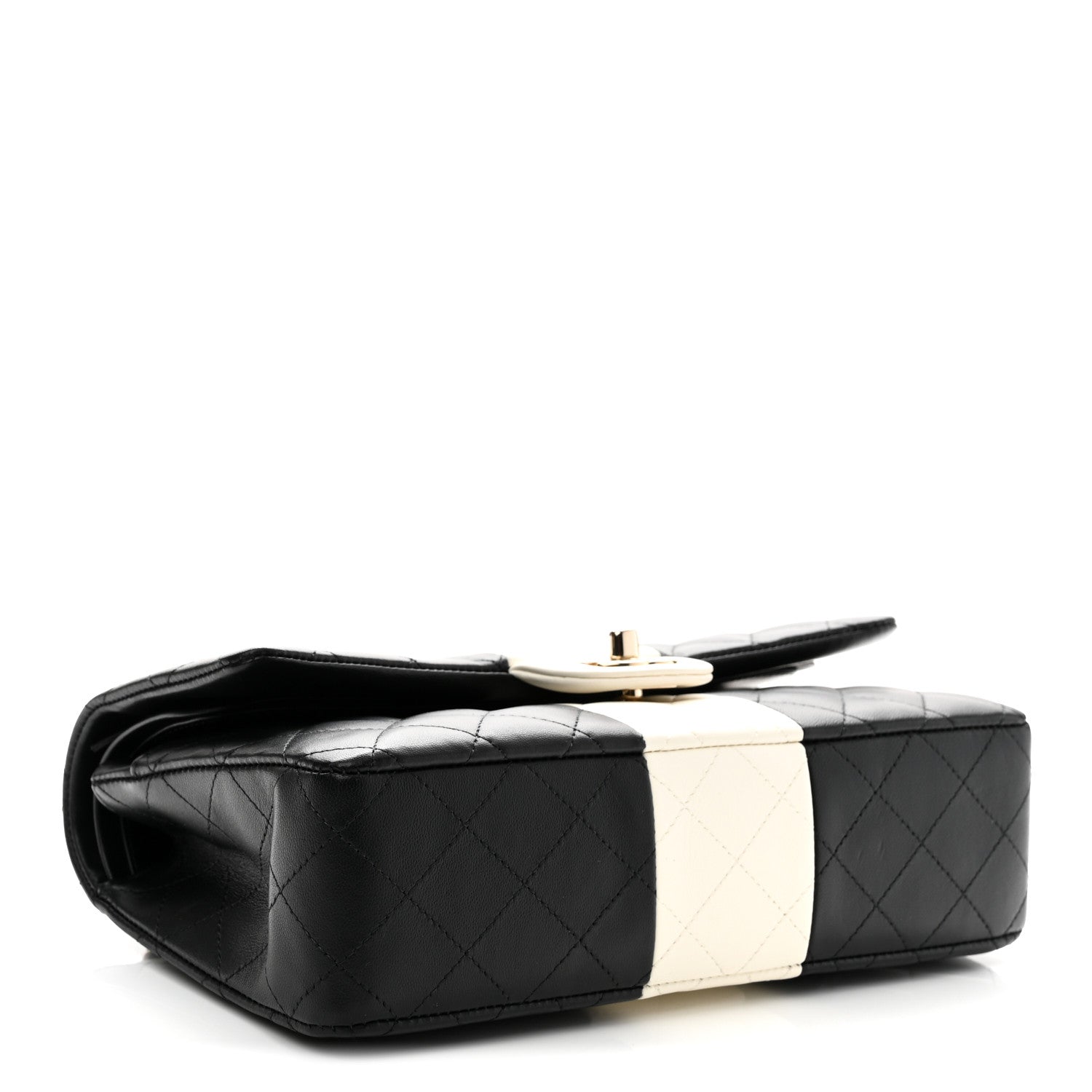 Chanel Lambskin Quilted Medium Double Flap Black White 4 of 11