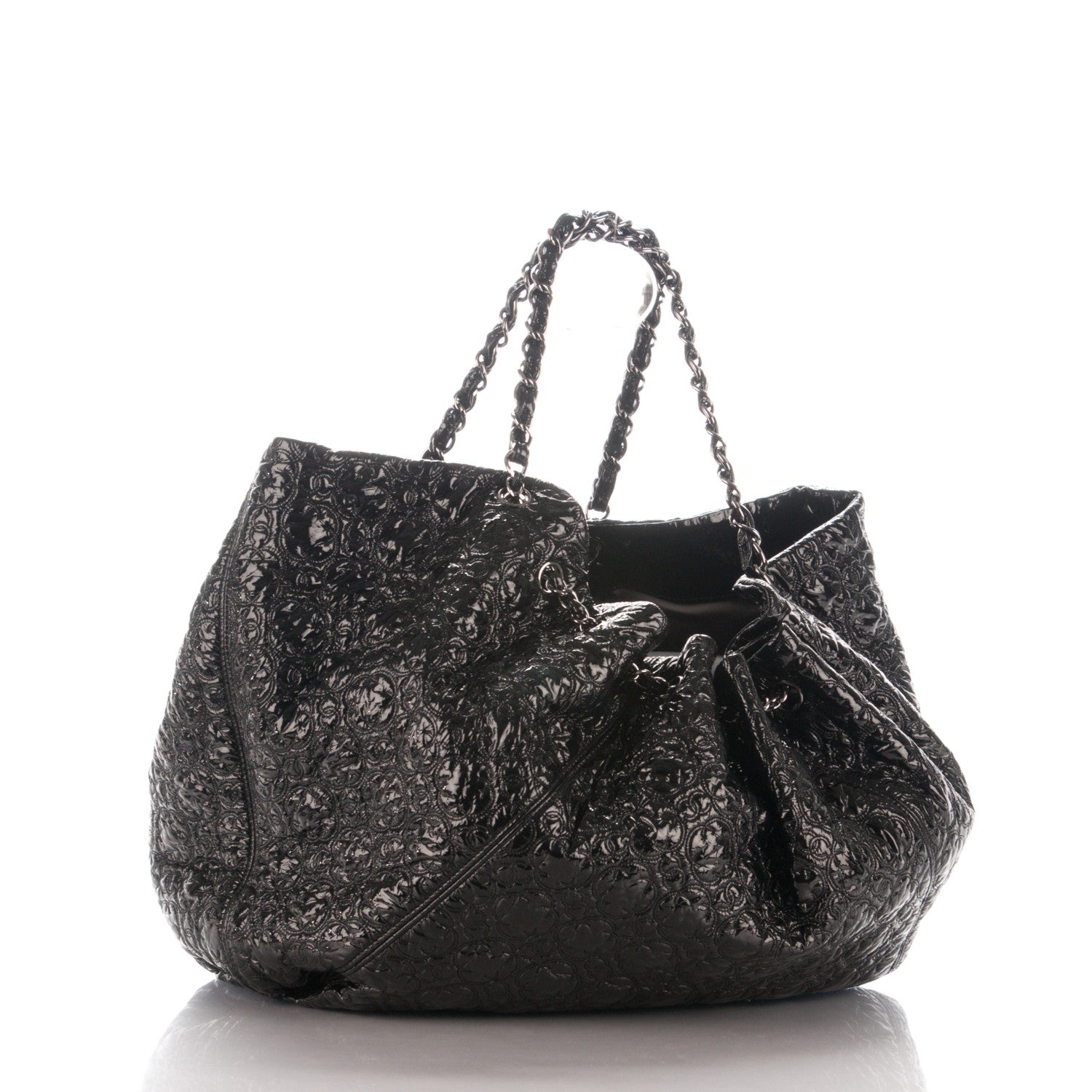 Chanel Vinyl Graphic Edge Tote Black 3 of 7
