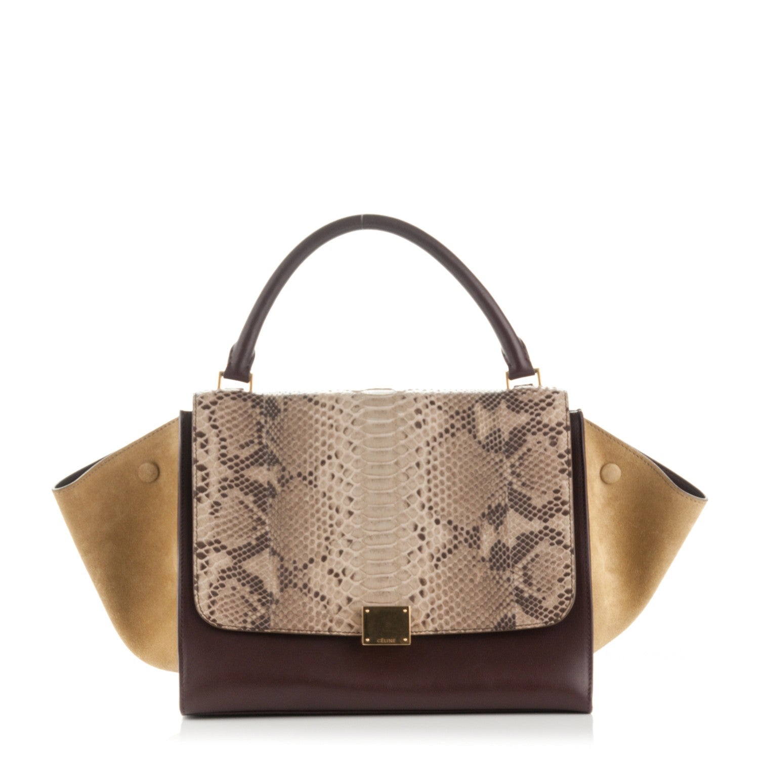 Celine Python Suede Medium Trapeze Khaki 1 of 9