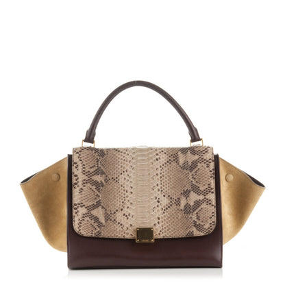 Celine Python Suede Medium Trapeze Khaki 1 of 9