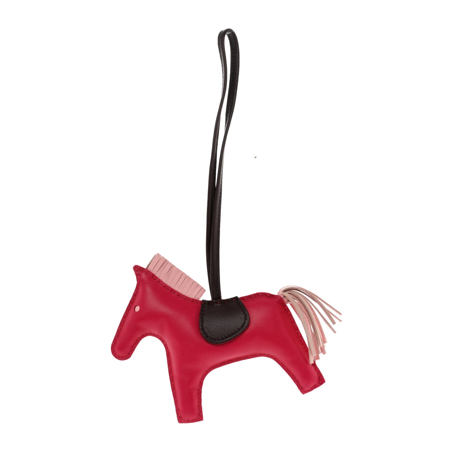 Hermes Milo Lambskin Grigri Rodeo Horse Bag Charm PM Rose Sakura Framboise Rouge Sellier 1 of 5